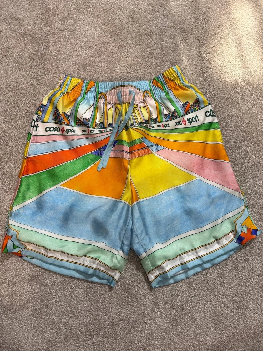 Casablanca Tennis Club Casa Sport Silk Game Shorts | Italian Resort Print | XS